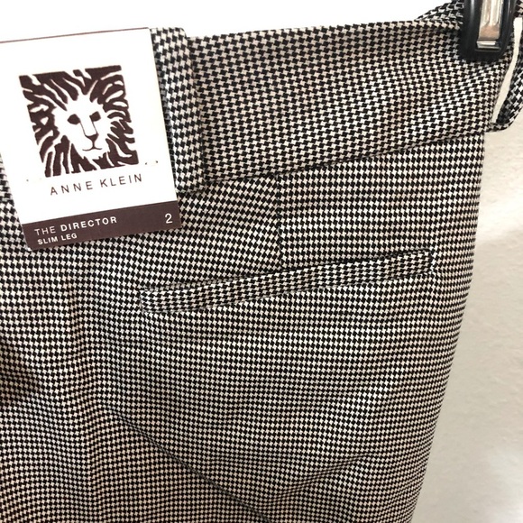 Anne Klein Director’s Slim-fit black white houndstooth career capri pants size 2 - Picture 4 of 15